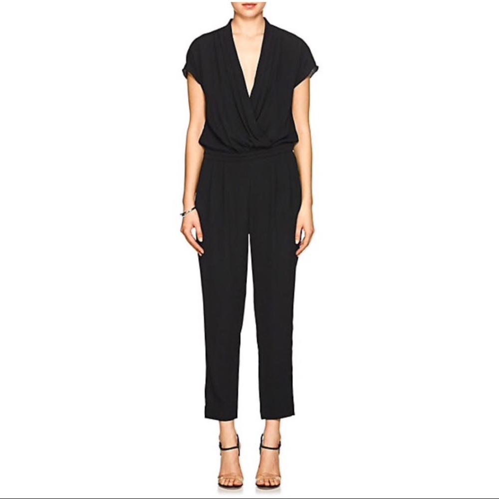BARNEYS NEW YORK Crepe Surplice-Neck Jumpsuit